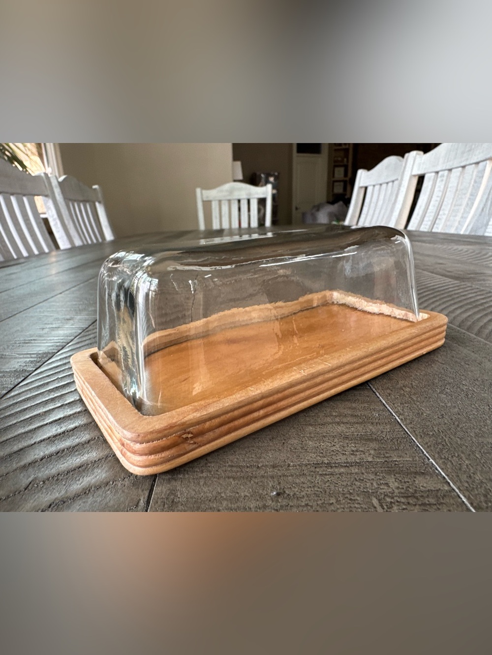 Hearth & Hand Glass & Wood Butter Dish With Magnolia - Alderwood